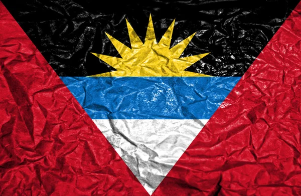 Antigua en Barbuda vintage vlag op oude verfrommeld papier pagina — Stockfoto