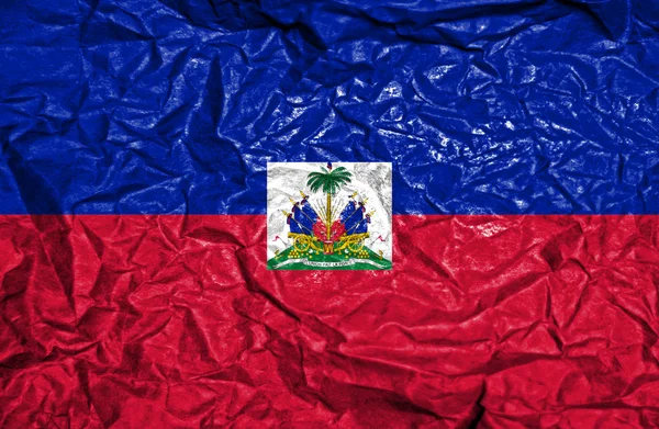 Haiti vintage flag on old crumpled paper background — Stock Photo, Image