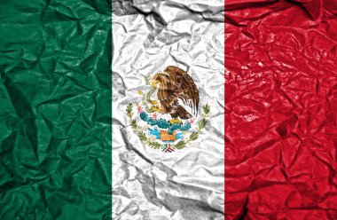 Meksika vintage bayrağı eski buruşuk kağıt arka plan üzerinde