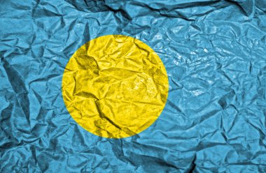 Palau vintage bayrağı eski buruşuk kağıt arka plan üzerinde