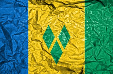 Saint Vincent ve Grenadinler vintage bayrağı eski buruşuk kağıt üzerinde