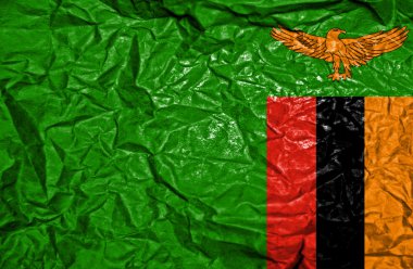 Zambiya vintage bayrağı eski buruşuk kağıt arka plan üzerinde