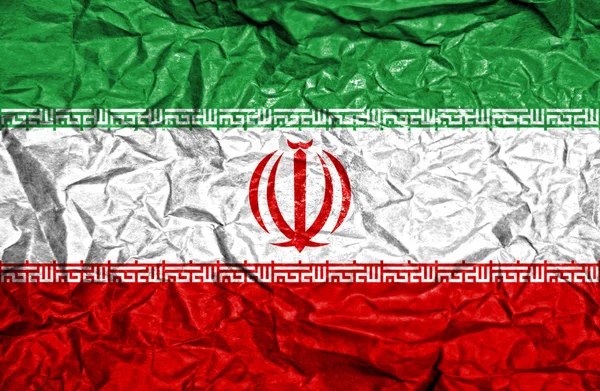 Iran vintage bayrağı eski buruşuk kağıt arka plan üzerinde