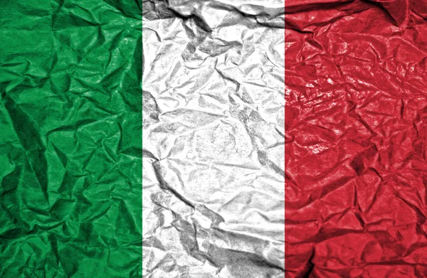 Italia-veteranflagg på gammel krøllet papirbakgrunn – stockfoto