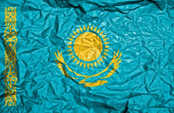 Drapeau vintage Kazakhstan sur fond vieux papier froissé — Photo