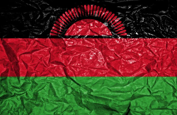 Malawi vintage flag on old crumpled paper background — Stock Photo, Image