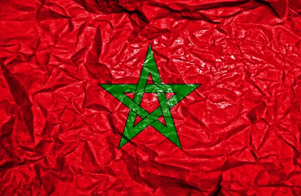 Μαρόκο vintage σημαία σε παλιά τσαλακωμένο χαρτί φόντο — Φωτογραφία Αρχείου