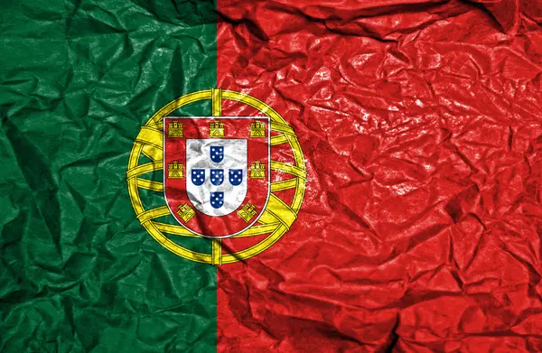 Bandeira do vintage de Portugal no fundo de papel velho amassado — Fotografia de Stock