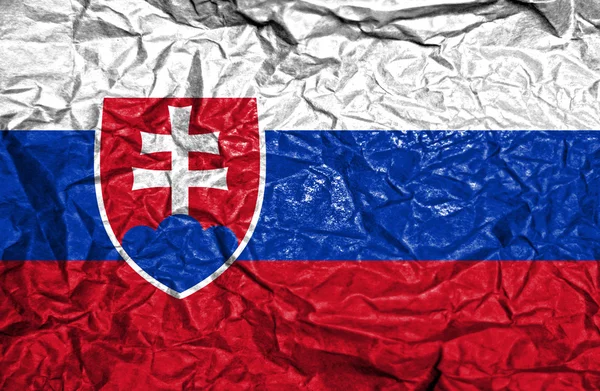 Slovakia vintage flag on old crumpled paper background — Stock Photo, Image