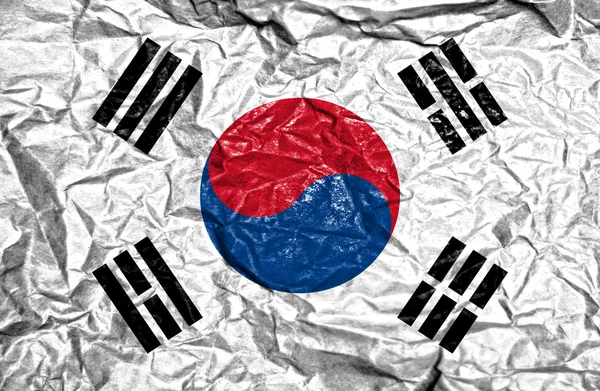 ธงวินเทจเกาหลีใต้บนพื้นหลังกระดาษพังเก่า — ภาพถ่ายสต็อก