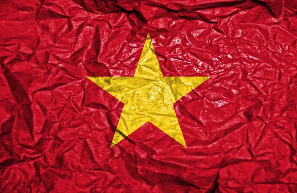 Vietnam vintage flag on old crumpled paper background — Stock Photo, Image