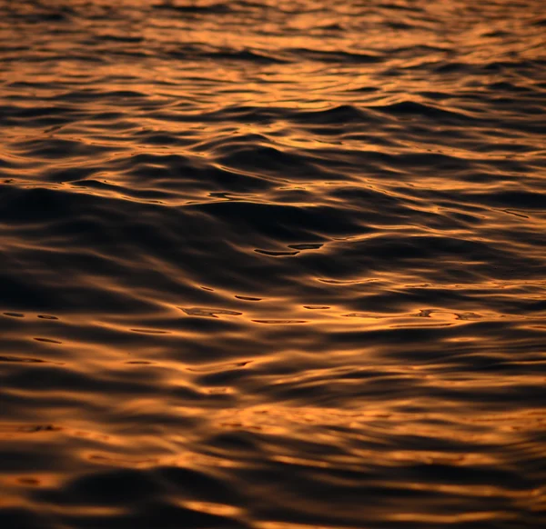 Beautiful golden colors of sunset over sea waves — Stock Photo, Image