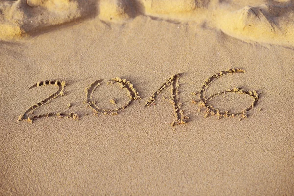 Jahr 2016 am Strand für Hintergrund — Stockfoto