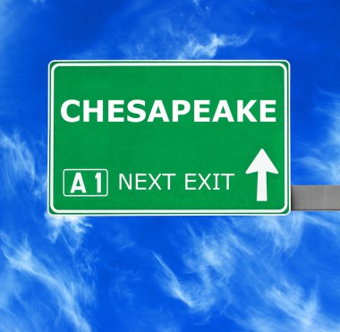 CHESAPEAKE road sign against clear blue sky clipart