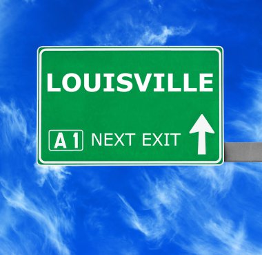 Louisville yol işaret karşı mavi gökyüzü temizleyin