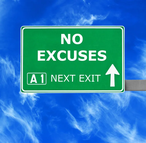 NO EXCUSES road sign against clear blue sky — Stock Photo, Image