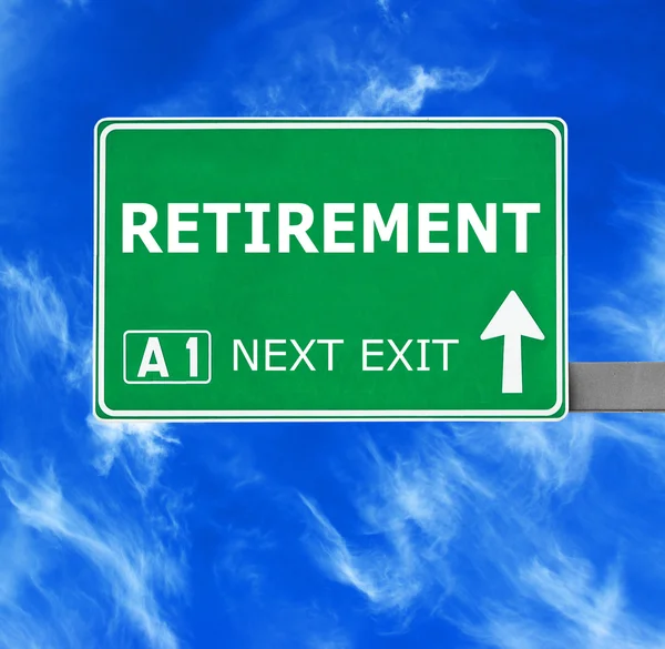 RETIREMENT road sign against clear blue sky — Stock Photo, Image
