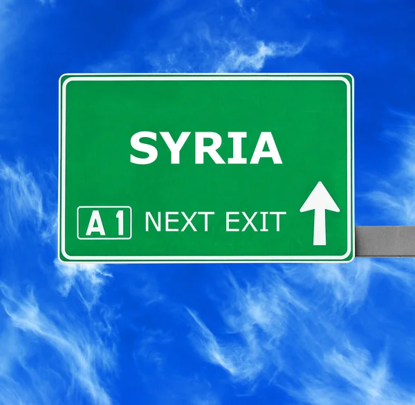 SYRIA road sign against clear blue sky — Stock Photo, Image