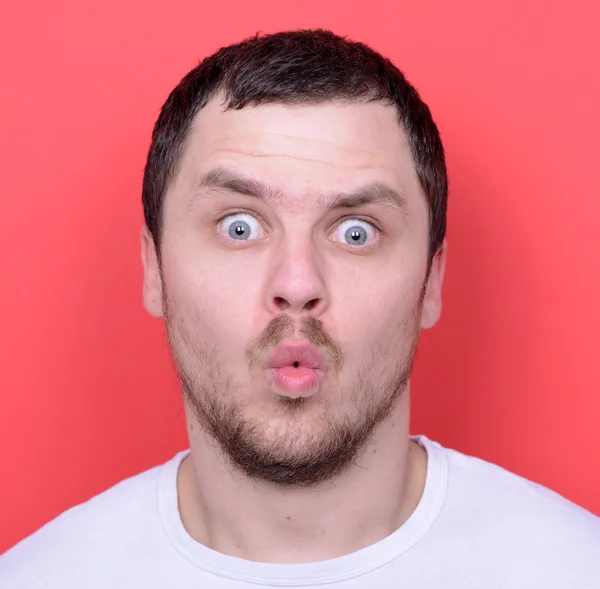 Portrait of man with shock gesture — Stock Photo, Image