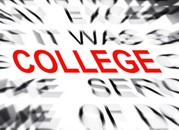 Blured text with focus on COLLEGE — Stock Photo, Image