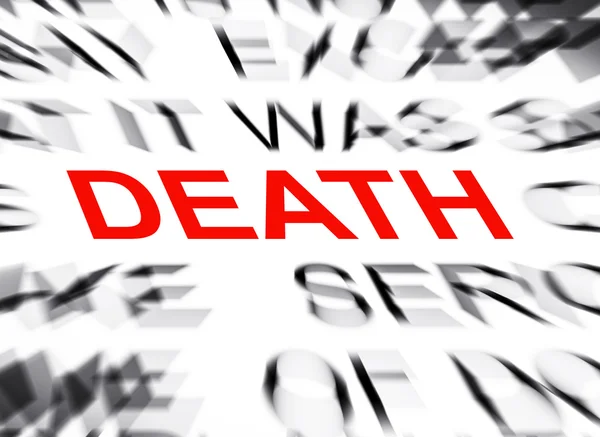 Блакитний текст з фокусом на DEATH — стокове фото