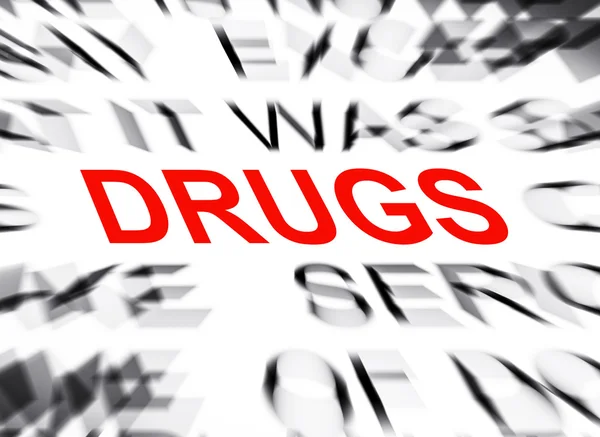 Texto azulado com foco em DRUGS — Fotografia de Stock