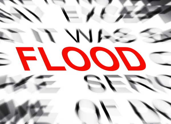 Texte flou mettant l'accent sur FLOOD — Photo