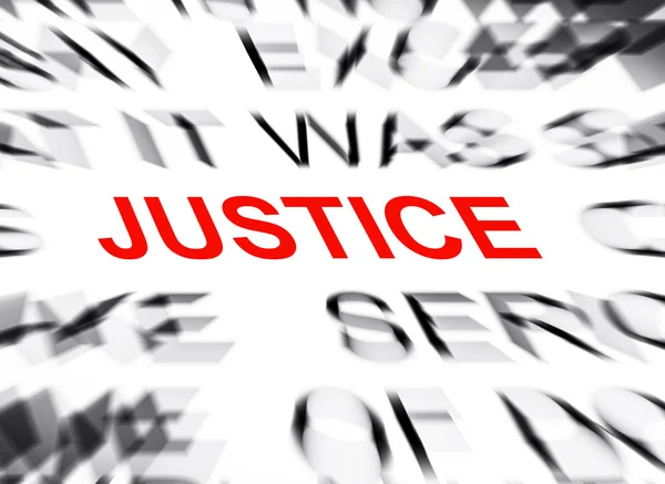 Blauer Text mit Fokus auf Gerechtigkeit — Stockfoto