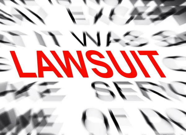 Blured text with focus on LAWSUIT — Stock Photo, Image