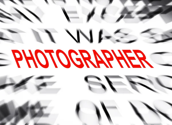 Texte flou mettant l'accent sur PHOTOGRAPHIER — Photo