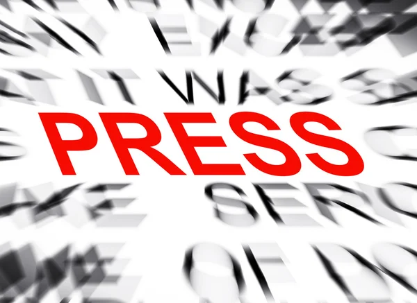 Blured text with focus on PRESS — Stock Photo, Image