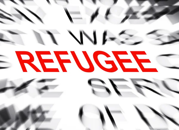 Blured text with focus on REFUGEE — Stock Photo, Image