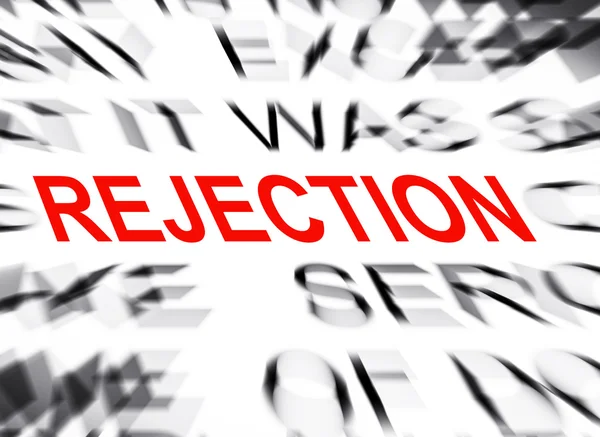 Blured text with focus on REJECTION — Stock Photo, Image