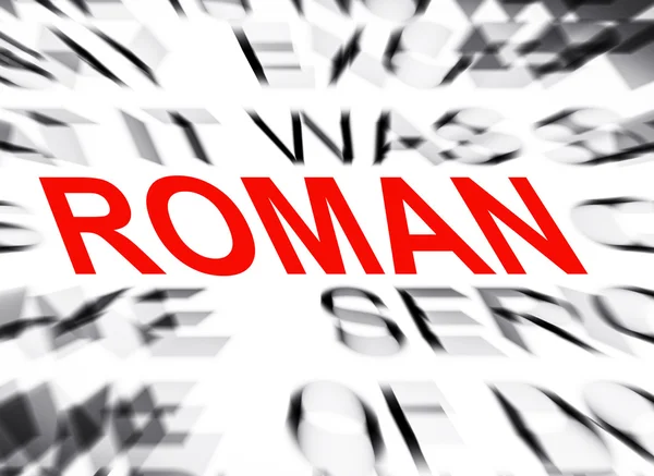 Texto azulado com foco em ROMANO — Fotografia de Stock