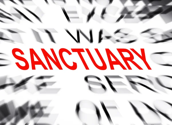 Blured text with focus on SANCTUARY — Stock Photo, Image