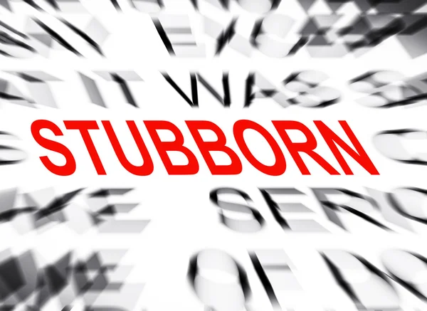 Testo azzurrato con focus su STUBBORN — Foto Stock