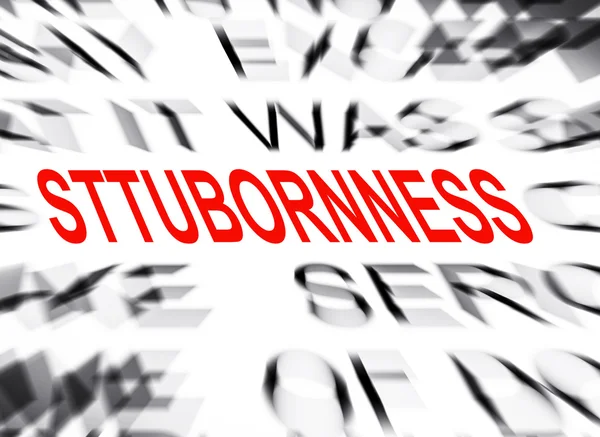 Texto azulado com foco em STUBBORNESS — Fotografia de Stock