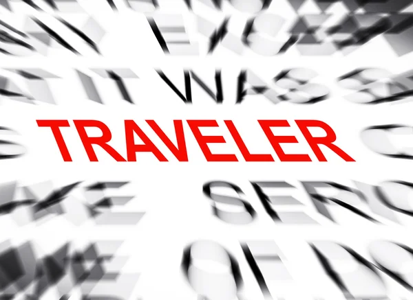 Blured text with focus on TRAVELER — Stock Photo, Image