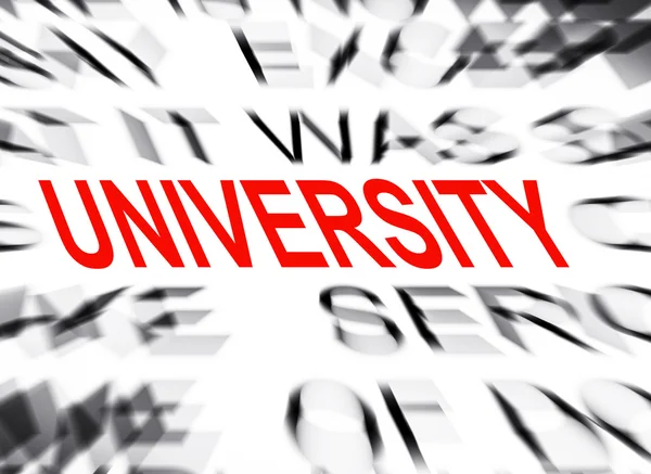 Blured text with focus on UNIVERSITY — Stock Photo, Image