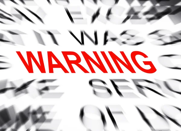 Blured text with focus on WARNING — Stock Photo, Image