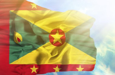 Mavi gökyüzü ile yapraklara karşı bayrak sallayarak guernsey