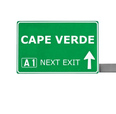 Cape Verde yol işaret üzerine beyaz izole