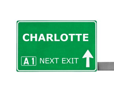 Charlotte yol işaret üzerine beyaz izole