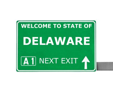 Delaware yol işaret üzerine beyaz izole