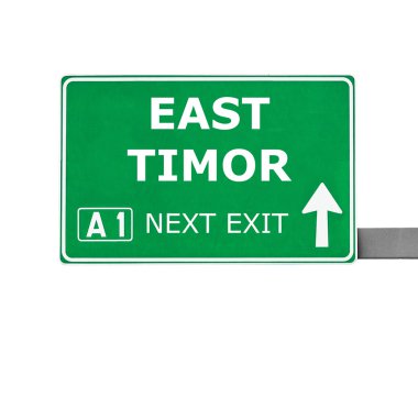 Doğu Timor yol işaret üzerine beyaz izole