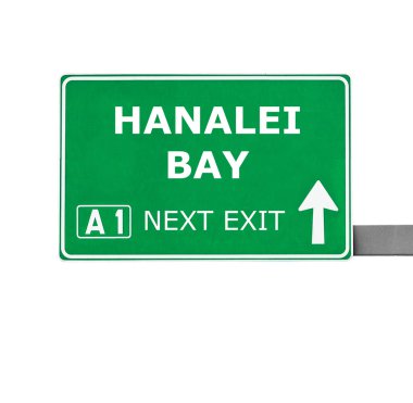 Hanalei'deki Bay yol işaret üzerine beyaz izole