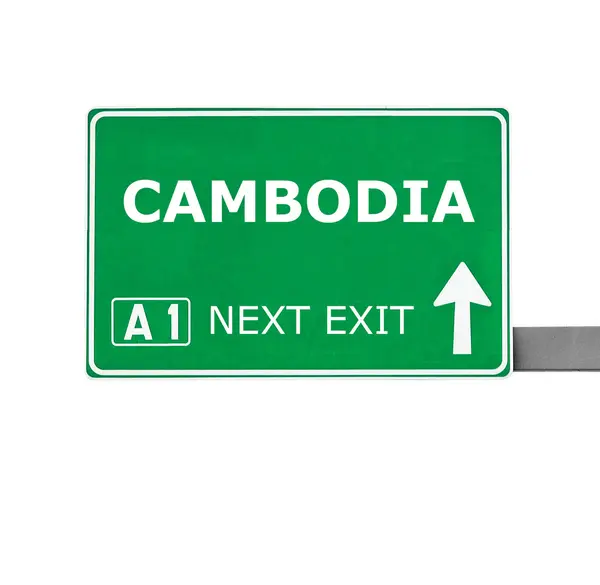 柬埔寨路标上白色孤立 — 图库照片