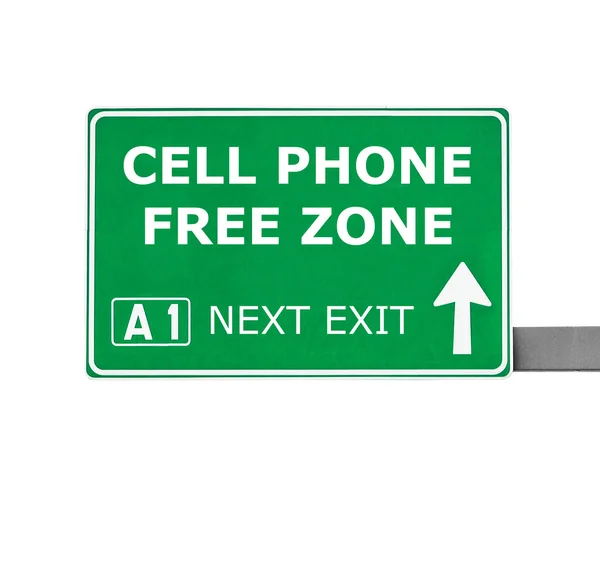 Cell Phone Vrije Zone verkeersbord geïsoleerd op wit — Stockfoto