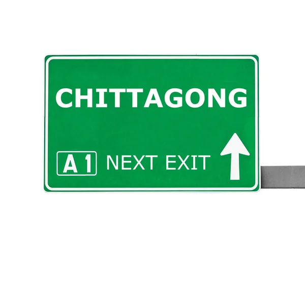 CHITTAGONG road sign isolated on white — Stock Photo, Image