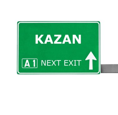 Kazan yol işaret üzerine beyaz izole